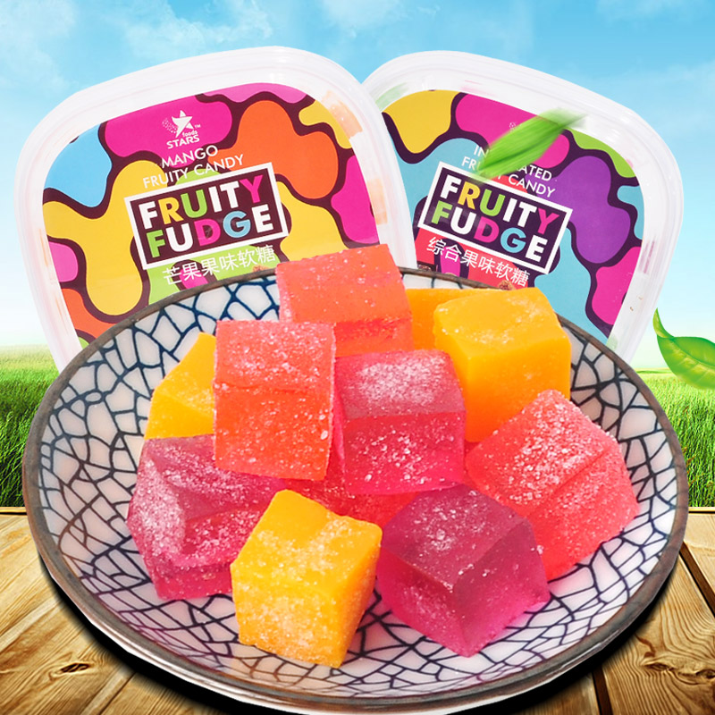 【佰食优】香港众星盒装综合果味芒果味软糖300g4盒1200g 休闲零食软糖