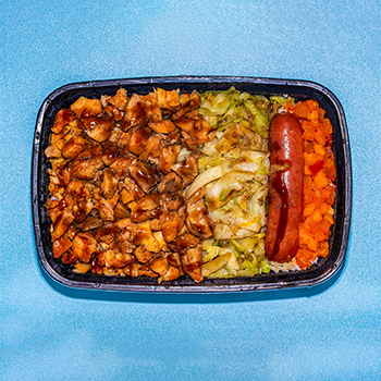 【超大份】孜然烤肉饭+香肠+牛肉丸+配菜 香辣烤肉拌饭 量足过瘾 美味极了 