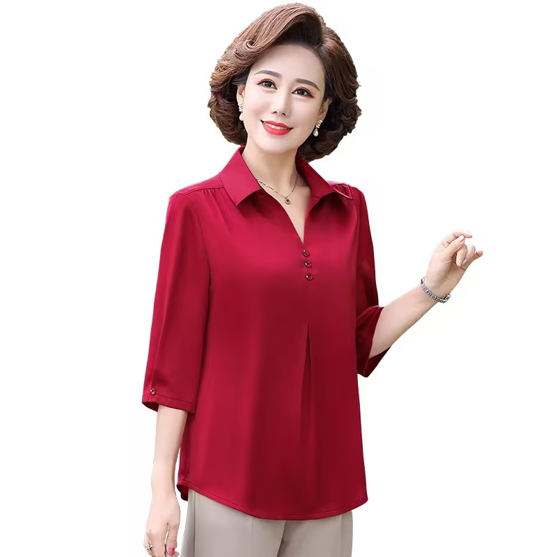妈妈夏季真丝2023新款夏季洋气女装上衣