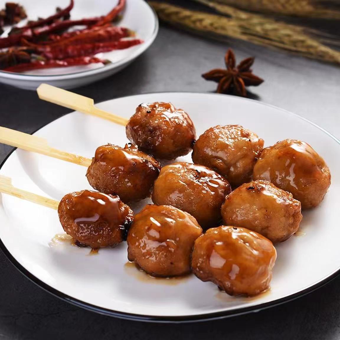 【精品小吃】炭烤鸡丸串个大饱满肉质鲜嫩日式照烧滋味香浓