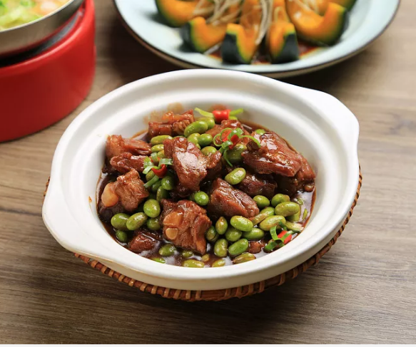 【精品小炒菜】红烧毛豆鸭腿肉农家特色精品小炒菜鲜香味美
